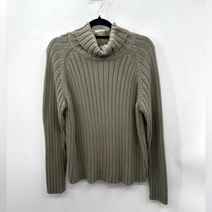 BRYN WALKER L GREEN Rib Cowl chunky knit fisherman boho woman cotton sweater